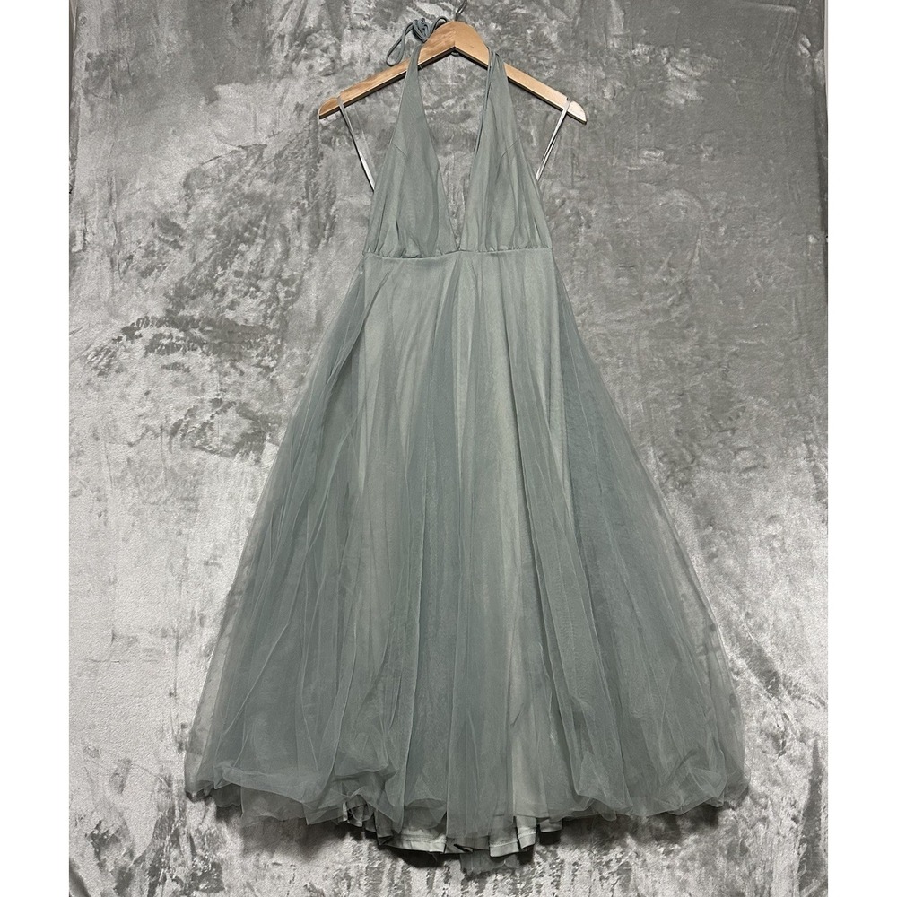 NWT Selfie Leslie Whimsical Floating By Sheer Mesh Overlay Dress Womens S Green - Picture 4 of 11